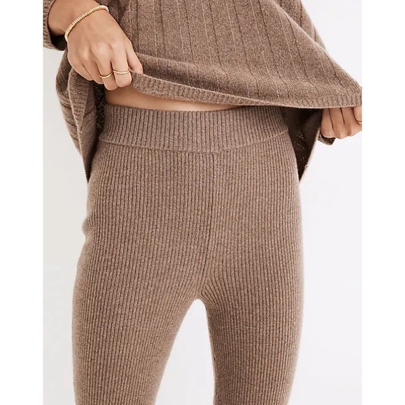 NWT Madewell (Re)sourced Cashmere High-Rise Sweater Leggings in Heather Mink - Picture 1 of 7